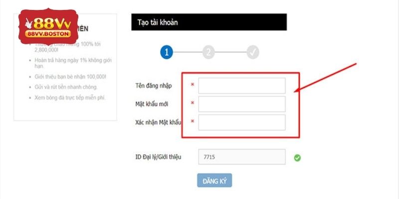 Quy trình đăng ký 88VV được thiết kế đơn giản để người mới dễ thực hiện